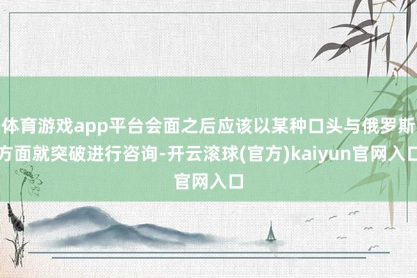 体育游戏app平台会面之后应该以某种口头与俄罗斯方面就突破进行咨询-开云滚球(官方)kaiyun官网入口